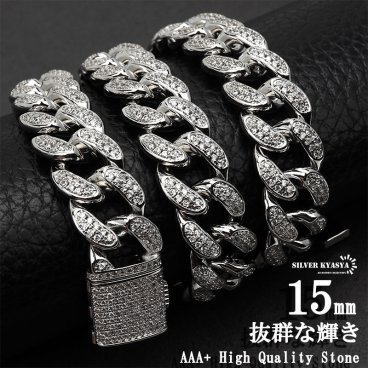 B系 シルバー マイアミキューバンチェーン 喜平チェーンネックレス 太め ラッパー ダンサー HIPHOP rapper 派手 ヒップホップ 父の日