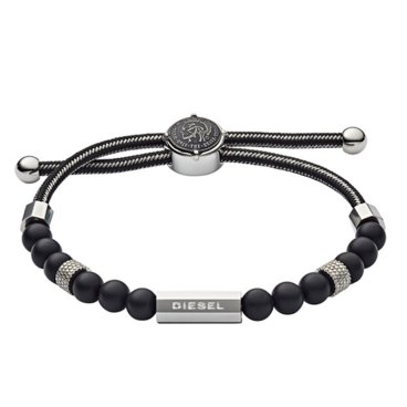 Diesel ディーゼル メンズ 父の日 シルバー ブラック ブレスレット 数珠 アクセサリー 男性 ブランド アクセ DX1151040 成人 卒業 入学