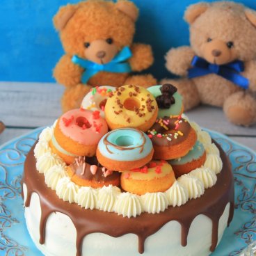 【5号】ゆめかわ・ドーナッツケーキ　ドーナツ　ケーキ　誕生日　バースデー　バレンタイン　ホワイトデー　結婚記念日　お祝い