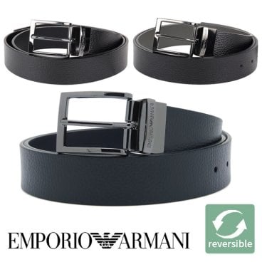 エンポリオアルマーニ メンズベルト リバーシブル EMPORIO ARMANI ブランド ベルト メンズ ブラック グレー ダークネイビー Y4S195 YLO8J 選べる3カラー 【ラッピング無料 誕生日 お祝い プレゼント ギフト 贈り物】 送料無料
