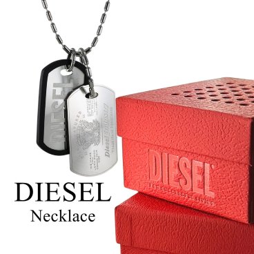 ディーゼル DIESEL ネックレス ドッグタグ メンズ レディース ステンレス チェーン おしゃれ シルバー ブラック ユニセックス ブランド アクセサリー ギフト プレゼント 成人 卒業 入学