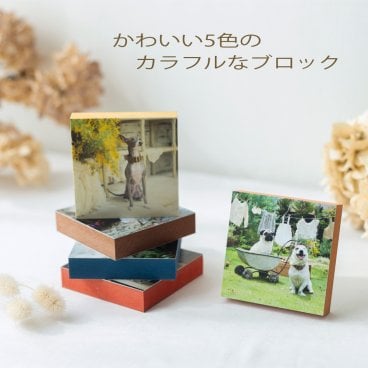 【うちの子】 木製 フォトブロック5ケセット 写真プリント フォトフレーム 天然木 写真立て 縦横兼用 ペット写真 犬猫 家族写真 ニューボーン 子ども 記念日 誕生日 お祝い プレゼント インテリア ≪うちの子フォトブロック5ケセット≫ラッピング対応