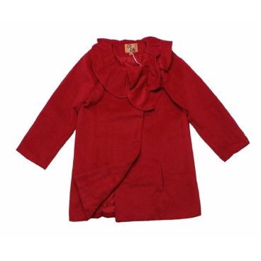 【brillamment 女の子らしさとエレガンスを兼ね備える 華やかなコート レッド】【100cm 110cm 115cm 120cm 125cm】美シルエットで優雅な気品で魅せる フォーマルに映えるフリル襟 英国 AラインPコート（JPBt) キッズ 子供 誕生日プレゼント アドゥラブル