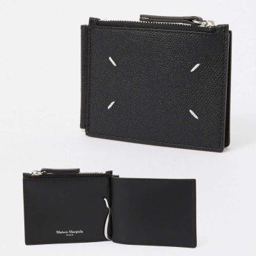 メゾン マルジェラ MAISON MARGIELA SA1UI0018 P4745 二つ折り財布 メンズ 財布 ミニ財布 小銭入れ レザー マネークリップ 本革 ウォレット スリム ロゴ 4ステッチ プレゼント コンパクト ギフト ブランド お祝い 記念 WALLET SLIM 2 PINCER ブラック
