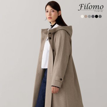ロングコート フード付き レディース ロング丈 コート フード付きコート 冬 M L ウールタッチ 冬アウター ゆったり アウター ロング丈コート ラグラン 洗える Filomo フィローモ ブランド フーテッドコート ギフト プレゼント (08000222r) バレンタイン 成人祝い