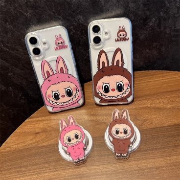 ラブブ LABUBU スマホケース iPhoneケース 磁石スタンド付き 透明ケース iPhone 11 12 13 14 15 16 かわいい プレゼント マットケース