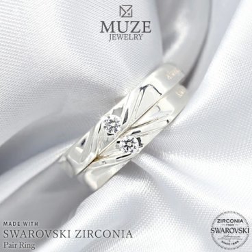 スワロフスキージルコニア使用 ペアリング   結婚指輪 MUZE JEWELRY マリッジリング 指輪 プラチナ仕上げ カップル リング ペア プラチナ仕上げ SV925 made in japan 刻印 名入れ roryxtyle