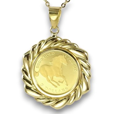 純金（K24/9999GOLD） ツバルホースコイン 金貨1/25oz・2024年エリザベスリバーシブルペンダントトップ11100773【ギフトラッピング済み】【送料無料】【レディース,激安,特価,通販】