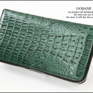 送料込 ゴダン 財布 長財布 GODANE ラウンドファスナー カイマン クロコダイル テール両面シングル　長財布 spcw8071cp A darkgreen ダークグリーン ワニ革 メンズ 春財布 クリスマス プレゼント