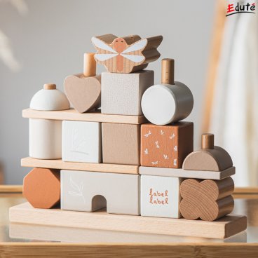 スタッキングブロックスハウス │ 知育玩具 木のおもちゃ 棒通し 18ヶ月 2歳 誕生日 ギフト プレゼント エデュテ
