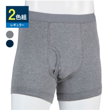 尿漏れパンツ お試し2色組 吸水パット付き 横モレガード付き 失禁パンツ 抗菌 消臭 防臭 NEW さわやか安心ボクサーパンツ 同サイズ2色セット グレー ネイビー 吸水パット 軽失禁 前開きタイプ ボクサーパンツ 送料無料