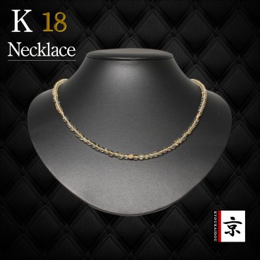 【高級ルチル】 高級感あふれる［キラキラ輝くルチルと K18が最高］4mm ゴールドルチル K18ビーズ ネックレス 12g ケース付 金運 勝負運 ルチル数珠 お守り ご褒美 誕生石 天然石 ブレスレット 京海堂 GRKn1 還暦祝い 長寿祝い パワーストーン
