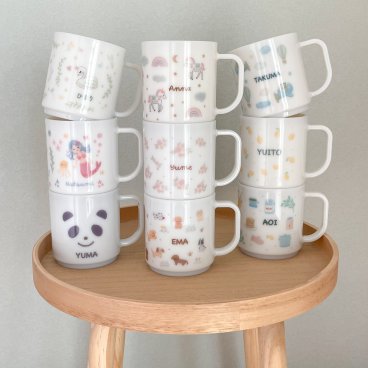 【名入れプラスチック製マグカップ】パンダ　わんちゃん　マーメイド　花柄　ユニコーン　レモン　スワン　ひこうきくま　キッチン　日本製　made in Japan