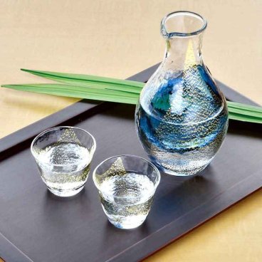 グラスコレクション 金箔 冷酒用 3点セット ( 氷ポケット付き徳利1個＋盃2個 ) 国産とっくり/日本酒 焼酎/男性/ギフト プレゼント/
