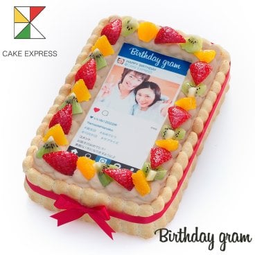 インスタグラム風写真ケーキ S フルーツ生チョコクリーム 21×14cm バースデーケーキ 誕生日ケーキ フォトケーキ イラスト プリント 6～8名様用 チョコレートケーキ 映える 披露宴