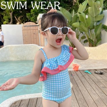 水着 キッズ 女の子 おしゃれ ワンピース 女の子幼児  ワンショルダー スイムキャップ付き ビキニ水着 女の子 水遊び 水泳 スイミング ビーチ 旅行 海水浴 夏 90 100 110cm