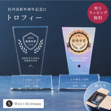 トロフィー小 Sサイズ 盾形 社内表彰・周年記念用 Sサイズ PS-5C クリスタル トロフィー 名入れ 記念トロフィー イベント 行事 表彰 社内表彰 会社 企業 法人 贈呈 周年記念 記念品 高級 熨斗 包装紙ラッピング ギフト