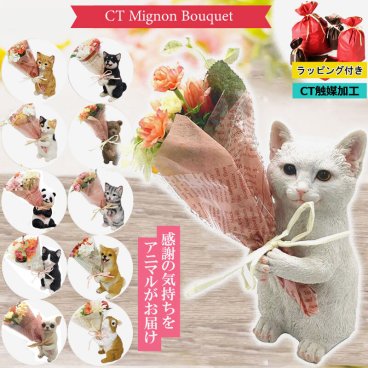 ★ラッピング付き★ プレゼント ギフト CTミニョン ブーケ 造花 動物 アニマル 置物 オブジェ 花 ギフト ct触媒 造花 ブーケ エアクリーナー 抗菌 消臭 空気清浄 猫 パンダ フラワーギフト インテリア 置き物 雑貨 ねこ お祝い 母の日