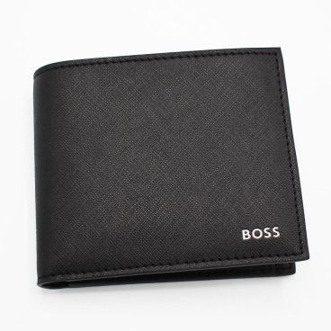 ヒューゴボス　HUGO BOSS　二つ折り財布　50536710　ブラック　BLACK　ボンデッドレザー　Zair 4 cc coin　ザイール４クレジットカード＋コインポケット　ストラクチャード ウォレット シグネチャーストライプ　ボス