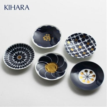 【専用BOX入り・無料ラッピング】キハラ KIHARA Botanical ボタニカル 有田焼 豆皿 金 花 モチーフ 5枚セット 食器セット 箱入り お祝い 正月 元旦 引き出物 外国 お土産 ギフト 贈り物 プレゼント【国内正規取扱店】