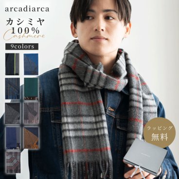 アルカディアルカ arcadiarca カシミヤ100％ マフラー 無地 チェック フリーサイズ カシミア メンズ 紳士 カシミヤマフラー ギフト 誕生日 プレゼント ギフト 父の日 2026 プレゼント