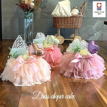 【4重チュールスカート】ハートバルーン 今治タオル 名入れ刺繍 出産祝い ドレス おむつドレス ダイバーケーキ 今治タオル エレガント キュート かわいい ヘアバンド ベビーギフト 女の子 出産祝