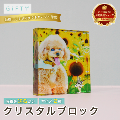 【クリスタルブロック】犬 名入れ 写真入り アクリルフォトパネル カップル ペット ひまわり 記念日 保存 ギフト プレゼント 思い出 恋人 彼氏 彼女 ペア お祝い オーダーメイド 写真ギフト インテリア 夏 メモリアル 贈り物 結婚祝い 開店祝い 引越祝い 長期保存可 サプライズ ペアギフト カスタムデザイン おしゃれ【c01】