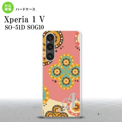 Xperia 1V Xperia 1V スマホケース 背面ケース ハードケース エスニック 花柄 ピンク ベージュ +アルファベット 2023年 6月発売 nk-xp15-1582i