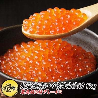 いくら 北海道産 イクラ 醤油漬け 1kg 500g×2 最高級3特グレード 北海道の新鮮な鮭の卵から作った、まさにトロけるような味わい 【ご飯の友/ご飯のお供/お取り寄せ/グルメ/海鮮/ギフト/贈答用/プレゼント】