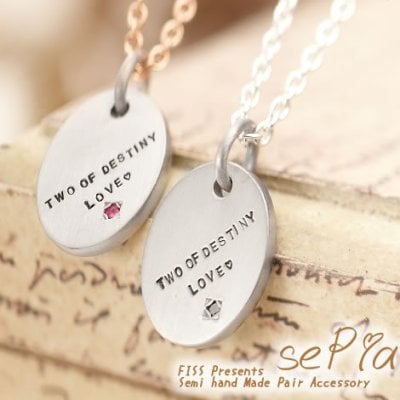 ペアネックレス セミオーダーメイド セピア NECKLACE02-KS* 無料刻印 誕生石 ペア ネックレス ペアアクセ メンズ ジュエリー シルバー お揃い プレゼント 誕生日 記念日 送料無料