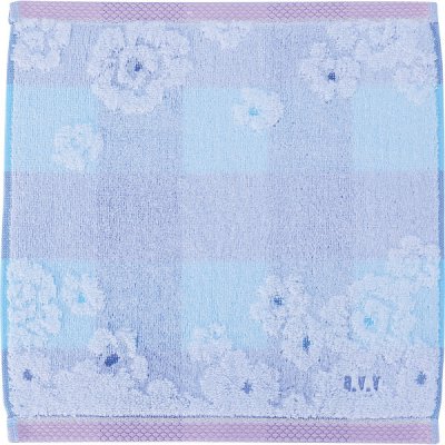 【直送】アーヴェーヴェー 婦人タオルハンカチ [26-0146-138] AVT-524 BL チェック 花ブルー a.v.v 綿100% ミニタオル タオルハンカチ 吸水 肌触り抜群 上品 レディース ギフト 贈り物 内祝い お返し プレゼント