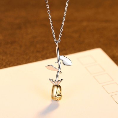 ネックレス 石なし シルバー925 シルバー 小豆 アズキチェーン 2色使い エレガント おしゃれ 可愛い かわいい きれいめ モチーフ フラワー 花 40cm+5cm cn0400