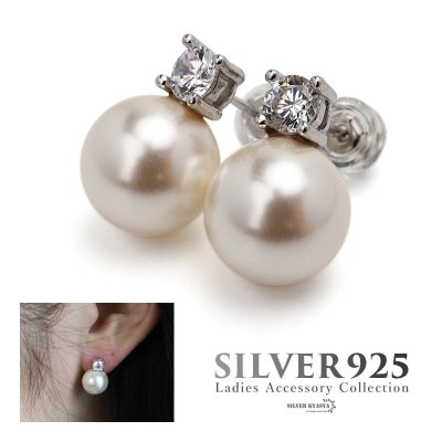 パールピアス ダブルポイント パールピアス 真珠 10mm 大きめ 両耳用 2点セット 大人可愛い シルバー925 イヤリング