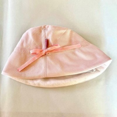 【お箱包装手数料込】ステッチリボン ハット（帽子）ピンク [最大サイズ54cm／2歳～6歳頃まで]