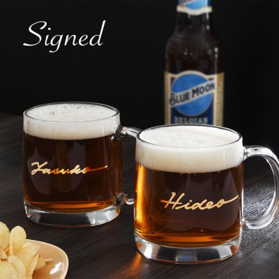 結婚祝い 名入れ ビールジョッキ ペア 【サインド・グラス＊ビールジョッキ（２個ペアセット・ギフトBOX付）】 名前入り グラス オシャレ オリジナル 記念日 カップル お揃い 敬老の日 両親 初任給 結婚記念日 プレゼント 両親 ペアギフト 結婚式 贈り物 入籍祝い 還暦祝い