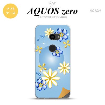 AQUOS zero アクオス ゼロ 801SH スマホケース カバー ソフトケース 花柄・ミックス(E) 青 nk-801sh-tp308[スマホ,スマホケース,スマホカバー,ケース,カバー,ジャケット]
