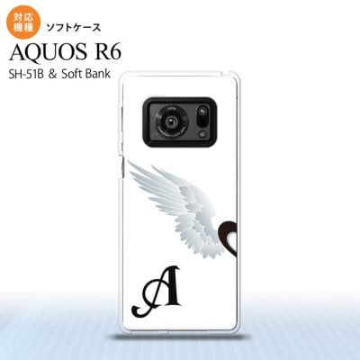 SH-51B AQUOS R6 AQUOS R6 スマホケース ソフトケース 翼 ペア 左 白 +アルファベット メンズ レディース nk-r6-tp788i