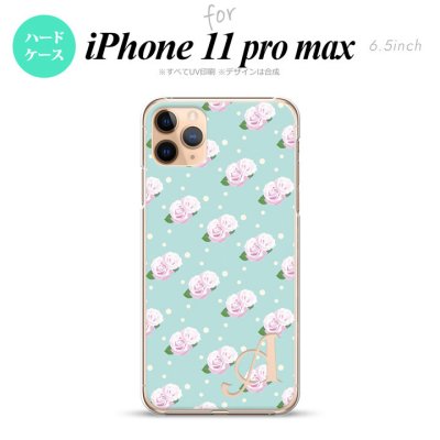 iPhone11ProMax iPhone11pro max スマホケース ハードケース 花柄 バラ ドット 水色 +アルファベット メンズ レディース nk-i11pm-261i
