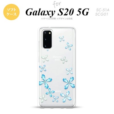 SC-51A SCG01 Galaxy S20 スマホケース ソフトケース 花柄 カット 水色 メンズ レディース nk-s20-tp805