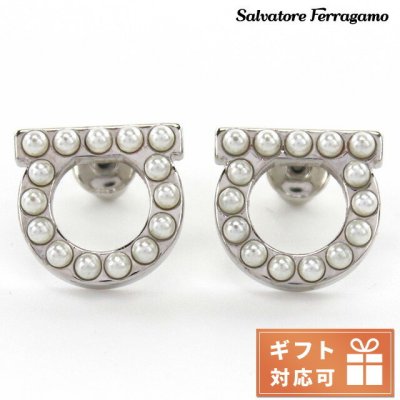 フェラガモ ピアス レディース FERRAGAMO クリスタル 真鍮 イタリア 76-0125 CREAM-PLD ホワイト系 ジュエリーアクセサリー