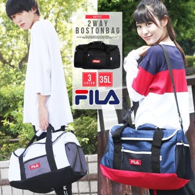  FILA フィラ ボストンバッグ 旅行 メンズ レディース 修学旅行 女子 かわいい 男子 おしゃれ 大容量 ブランド ダッフルバッグ トラベルバッグ 斜めがけ 2WAY ショルダーバッグ スポーツ 軽量 部活 合宿 林間学校 大人 高校生 中学生 黒 白 35L 敬老の日 プレゼント ギフト