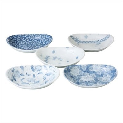 美濃焼 染付絵変り カレー皿5枚揃　 31820  内祝 内祝い お祝 御祝 記念品 出産内祝い プレゼント 快気祝い 粗供養 引出物