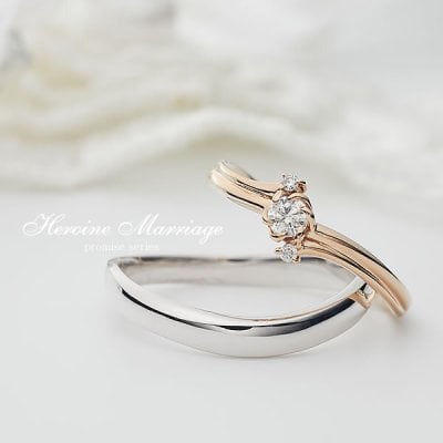 婚約指輪+結婚指輪 ヒロインマリッジ ～プロミスシリーズ～ 11-4157SV_ 20-0857K10PG シルバー 刻印無料 偶数号 対応 シンプル ペア 指輪 プレゼント 彼氏 彼女 プロポーズ  結婚 婚約 SV925 記念日 結婚式 結婚記念日