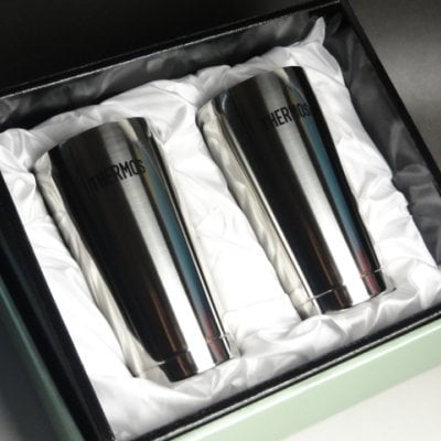 【名入れサーモスペアステンレスビアグラス400ml】ステンレスタンブラー サーモス 真空断熱 THERMOS ギフトセット プレゼント