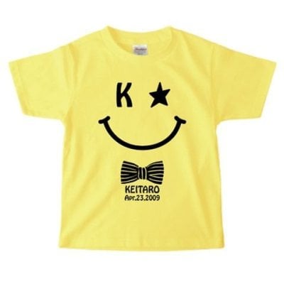 お名前入り スマイル柄 Tシャツ キッズサイズ＊おしゃれな名入れ子供服