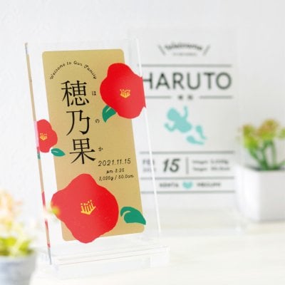 【Ｓメモリアルプレート命名書：サイズＳ】デザイン30種類 おしゃれ 命名書 命名紙 送料無料 命名 印字 赤ちゃん 出産祝い 男の子 名入れ 女の子 アルバム 内祝い 絵本 兄弟 お揃い 写真たて 妻 名前入り フォーマル ママへ ママ用 メッセージ付き