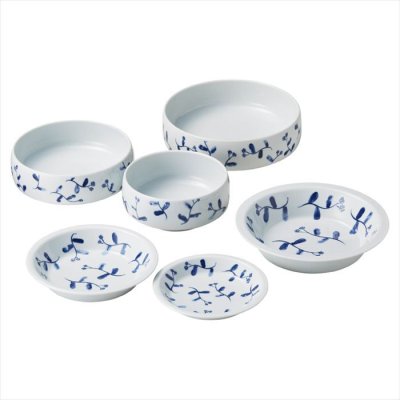 波佐見焼 藍花 入れ子皿鉢6個セット 31109  内祝 内祝い お祝 御祝 記念品 出産内祝い プレゼント 快気祝い 粗供養 引出物