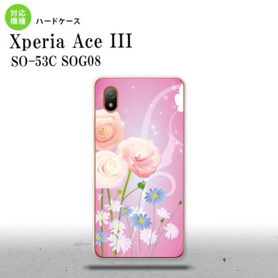 SO-53C SOG08 ワイモバイル Xperia Ace III スマホケース 背面ケース ハードケース 花柄 ミックス C ピンク 2022年 6月発売 nk-so53c-282