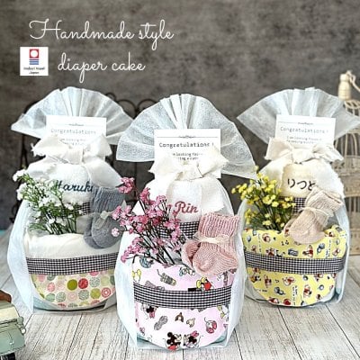 出産祝い ディズニー オーダーメイドスタイ 名入れ 刺繍おむつケーキ オムツケーキ 今治タオル ハンドメイドスタイ ミッキー ミニー くまのプーさん 女の子 男の子 ハーフバースデー ギフト ディズニー