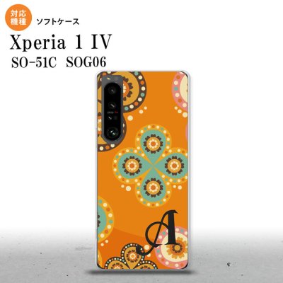SO-51C SOG06 XPERIA 1 IV Xperia 1 IV スマホケース 背面ケースソフトケース エスニック 花柄 オレンジ +アルファベット メンズ レディース nk-xp14-tp1585i